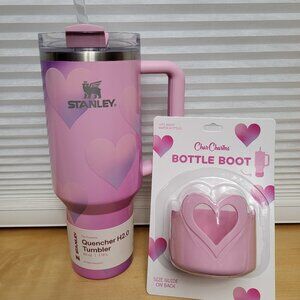 Stanley Valentine Tumbler Bundle, 40 Oz Pink Hearts & Bottle Boot